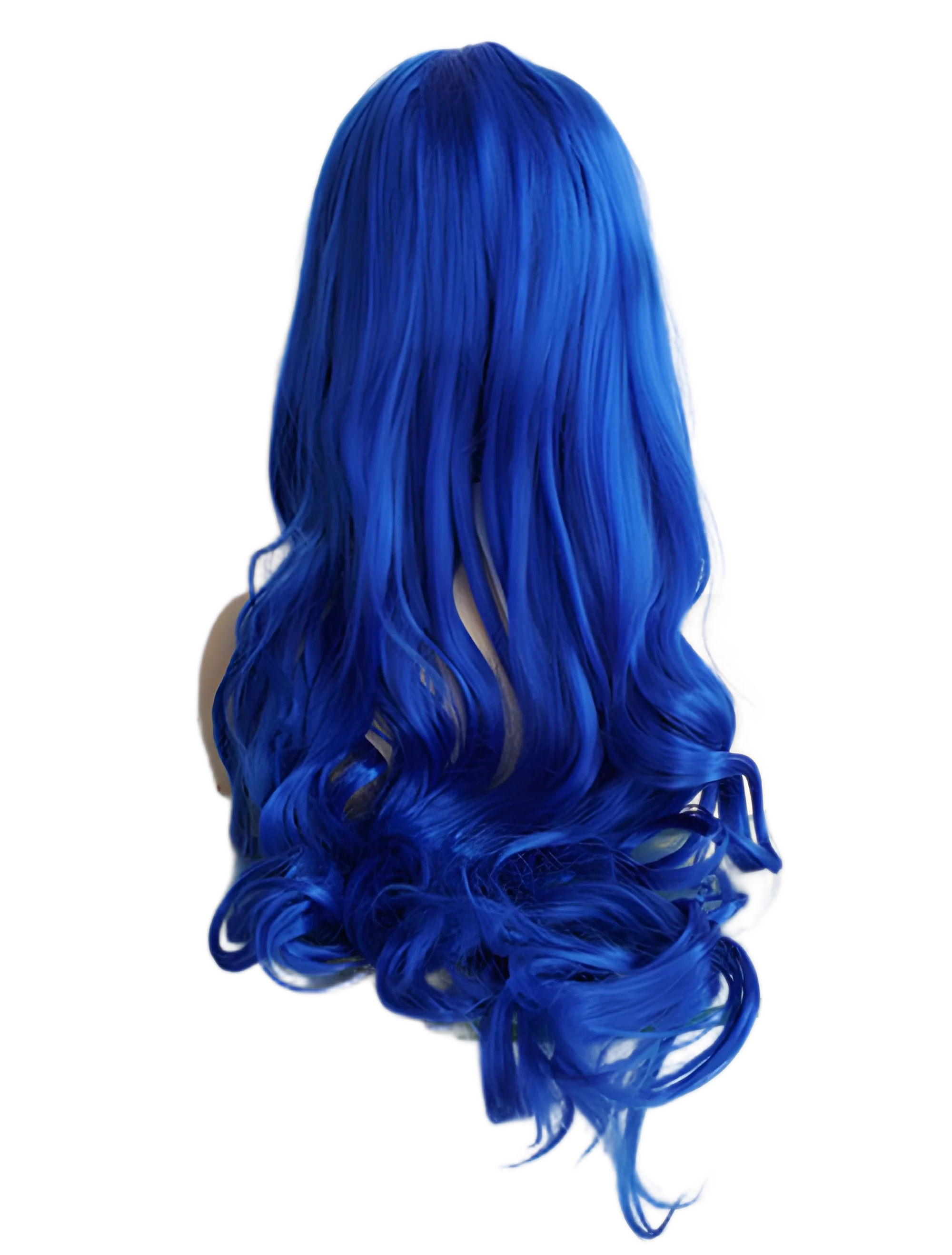 Peluca ondulada larga azul de 22 pulgadas – Pelo sintético resistente al calor con cabeza completa y rizos grandes de parte media para mujer