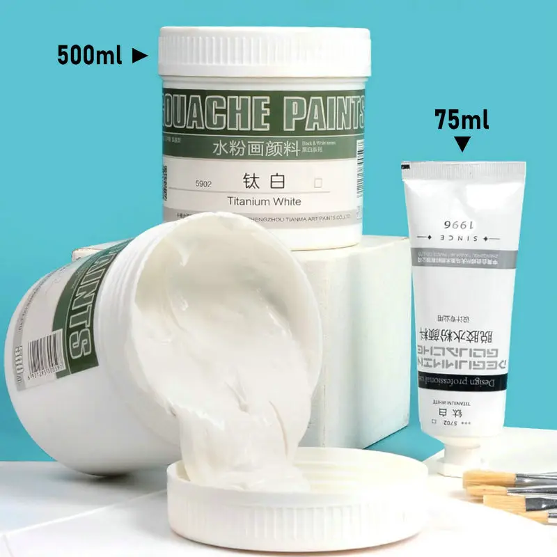 

Титановая белая краска для гуаши, 500 мл/300 мл/100 мл, заправка для гуаши Miya, профессиональные тюбики для гуаши, принадлежности для рисования и рукоделия