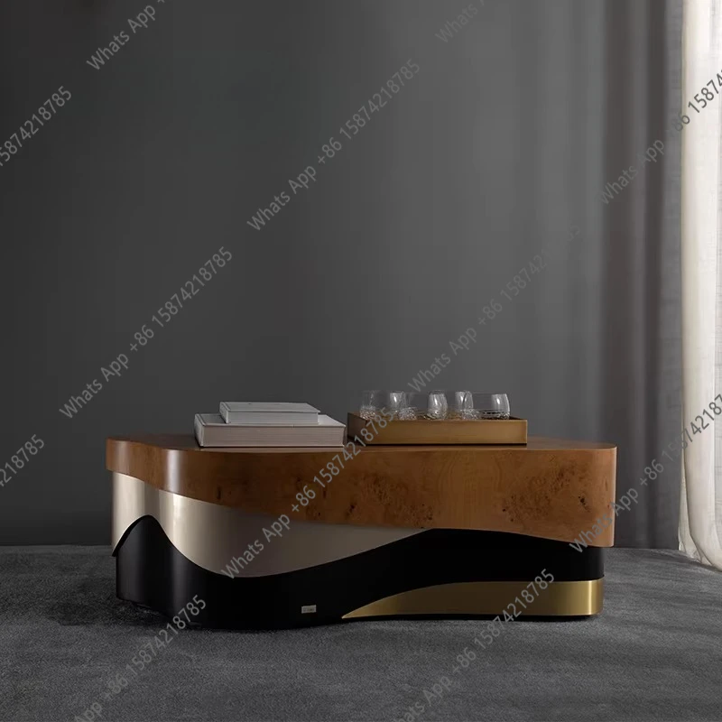 

Кофейный столик Wabi Sabi Wind для дома/малогабаритной квартиры, из массива дерева и металла, необычной формы, большой