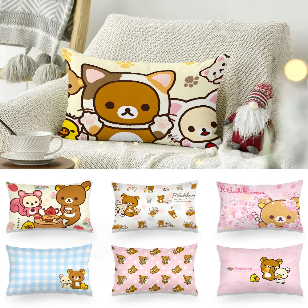 Cartoon Cute R-Rilakkumas Double-sided Printing Rectangle Pillow Case Bedside Pillowcase Sofa Cushion Cover Room Home Decoration