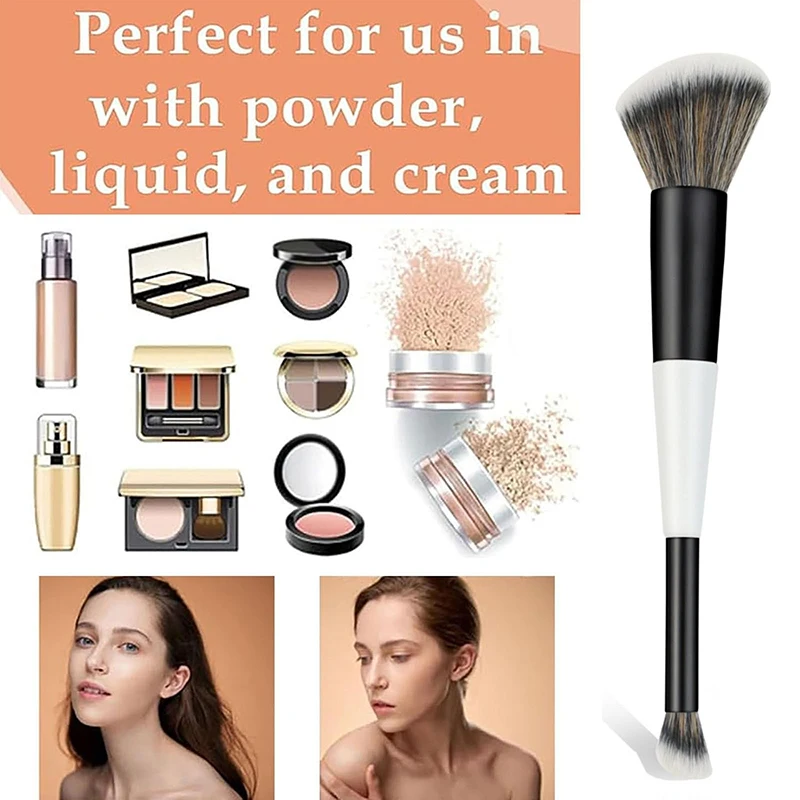 1/4 Uds brocha de maquillaje de base multifuncional brocha de contorno de doble punta para crema correctora de polvo líquido de belleza