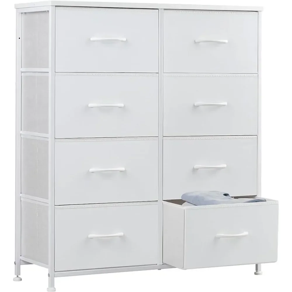 Commodes de salon avec cadre en acier, meubles de chambre à coucher, toilettes, dessus en bois, commode en tissu pour pépinière