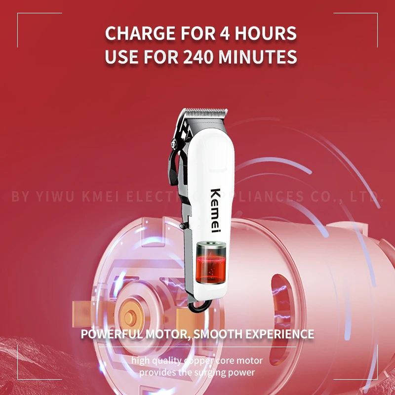 Kemei Professional Hair Clipper Adjustable Hair Trimmer For Men Eelectric Powerful Beard Rechargeable Hair Cut Barber Machine