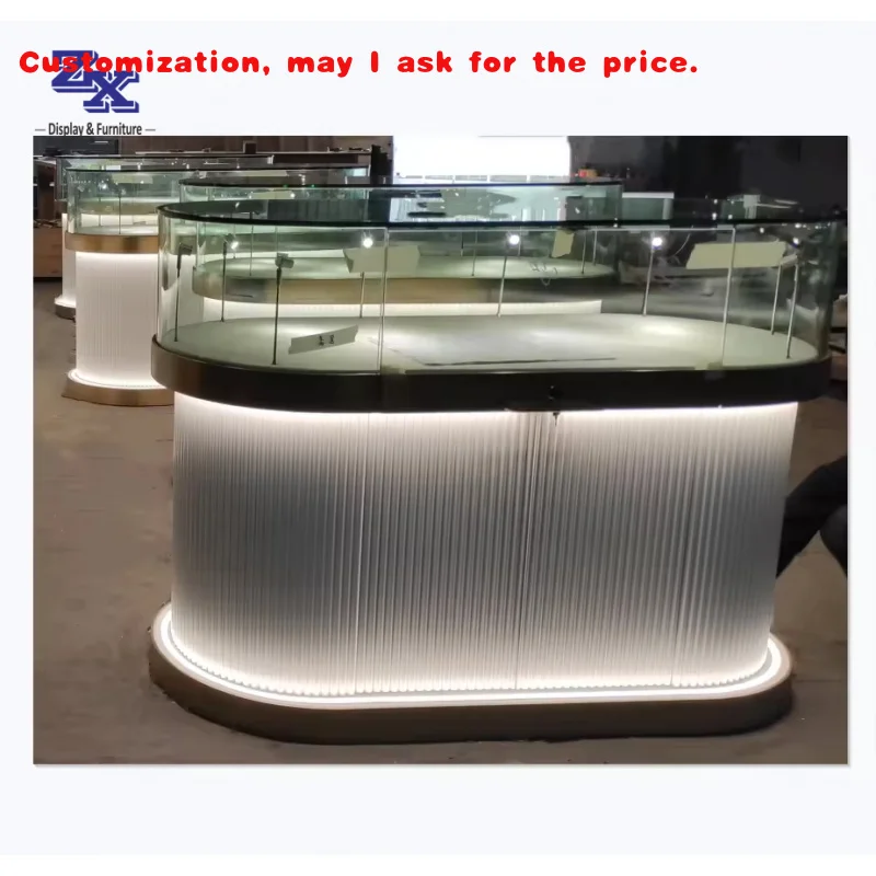 

custom.ZX Quality Customized Wooden Jewelry Cabinet with Glass Showcase Top Jewelry Store