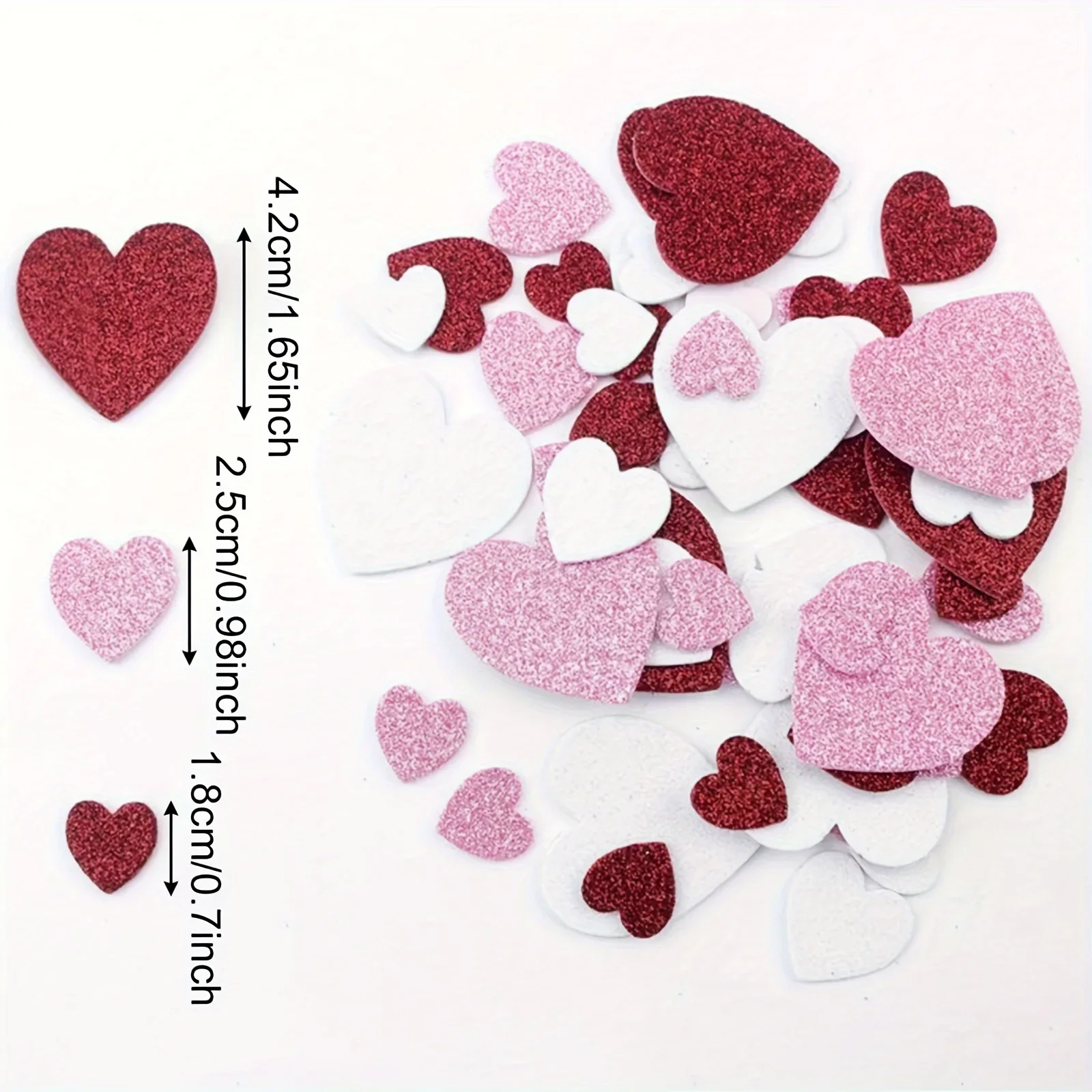 50pcs Foam Glitter Sticker DIY Love Heart Adhesive Sticker for Gift Box Bag Greeting Cards Party Decoration view 4