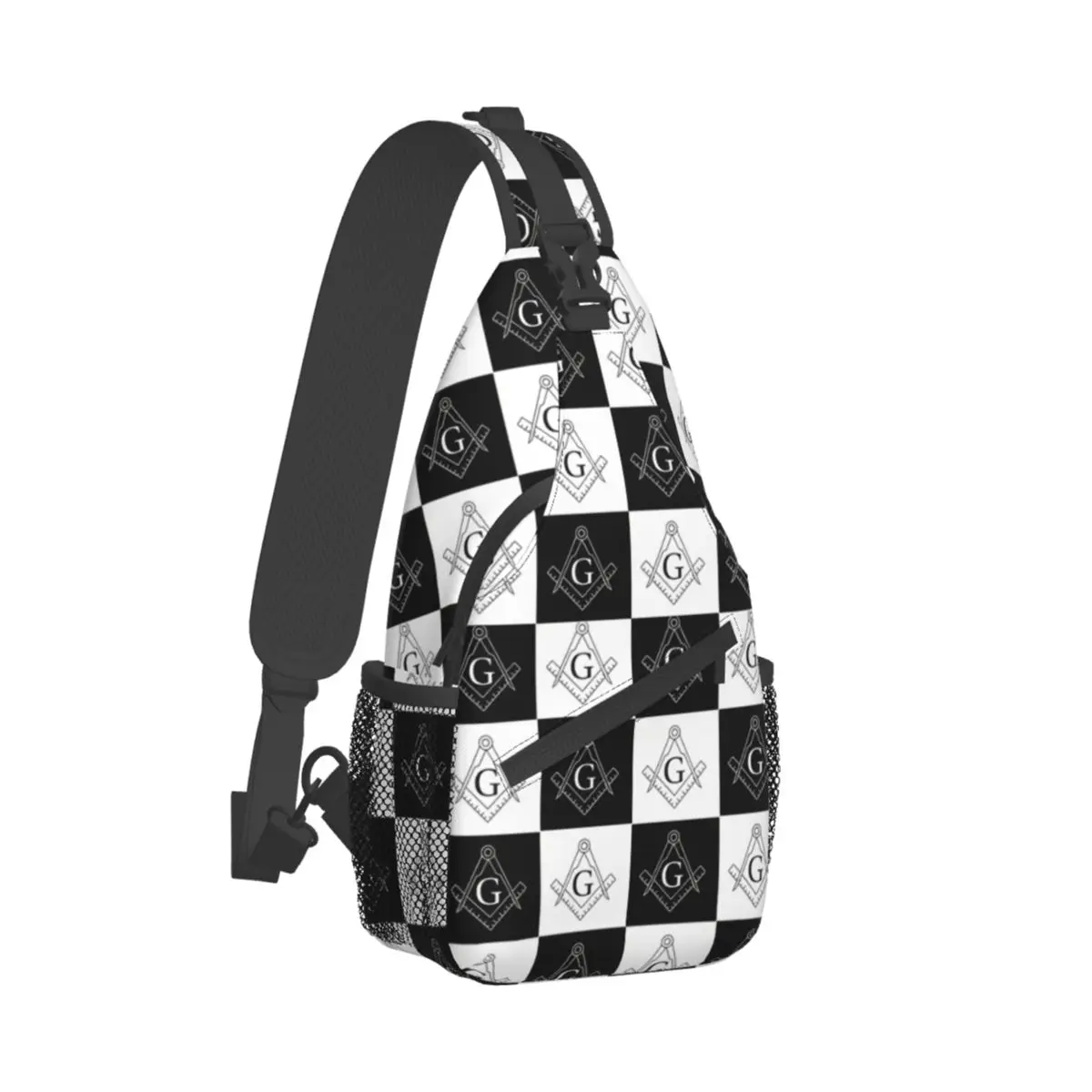 Checkered Crossbody Chest Bags Freemasonry Pockets Travel Pack Messenger Sports Teens Shoulder Bag Unisex