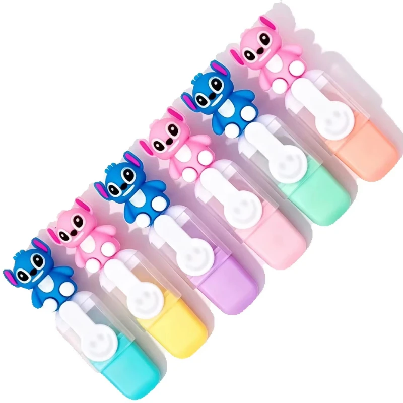 6pcs/set Disney Stitch Highlighter, Cartoon Colored Marker, Student Note Taking Pen, Graffiti Marker, Office Supplies