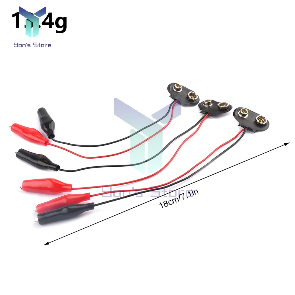 3PCS 18cm Double Red and Black Clips Crocodile Probe Cable Test Leads 9v Battery Double Crocodile DIY Clips Test Line Cable