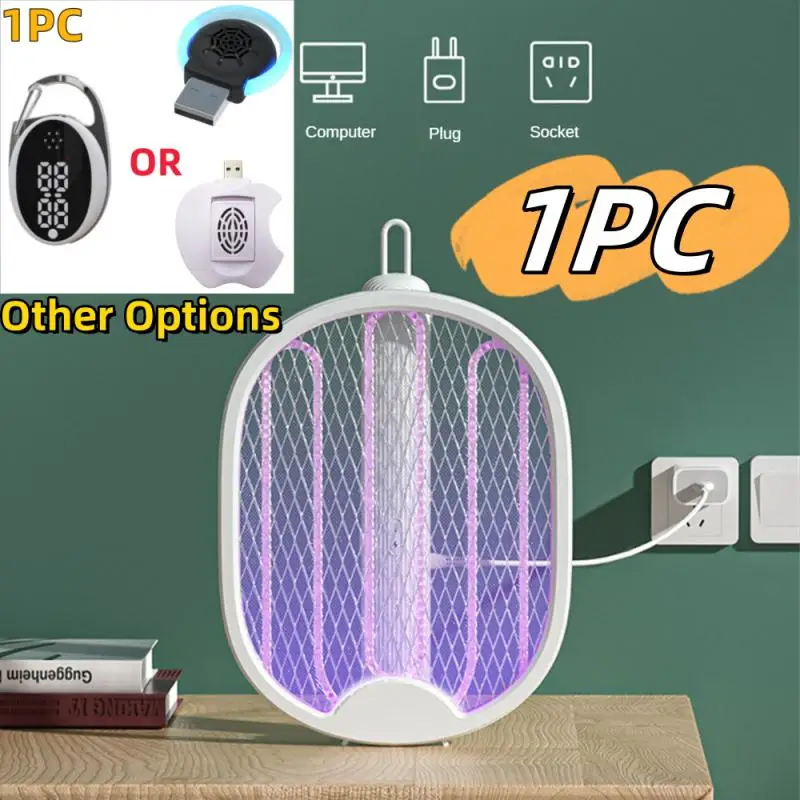 

1pc Foldable Electric Mosquito Killer Fly Swatter Trap USB Rechargeable Mosquito Racket Insect Killer With UV Light Bug Zapper