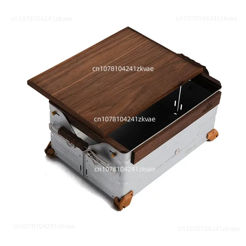 Open-Top Side Table Board, Black Walnut Sliding Table Board