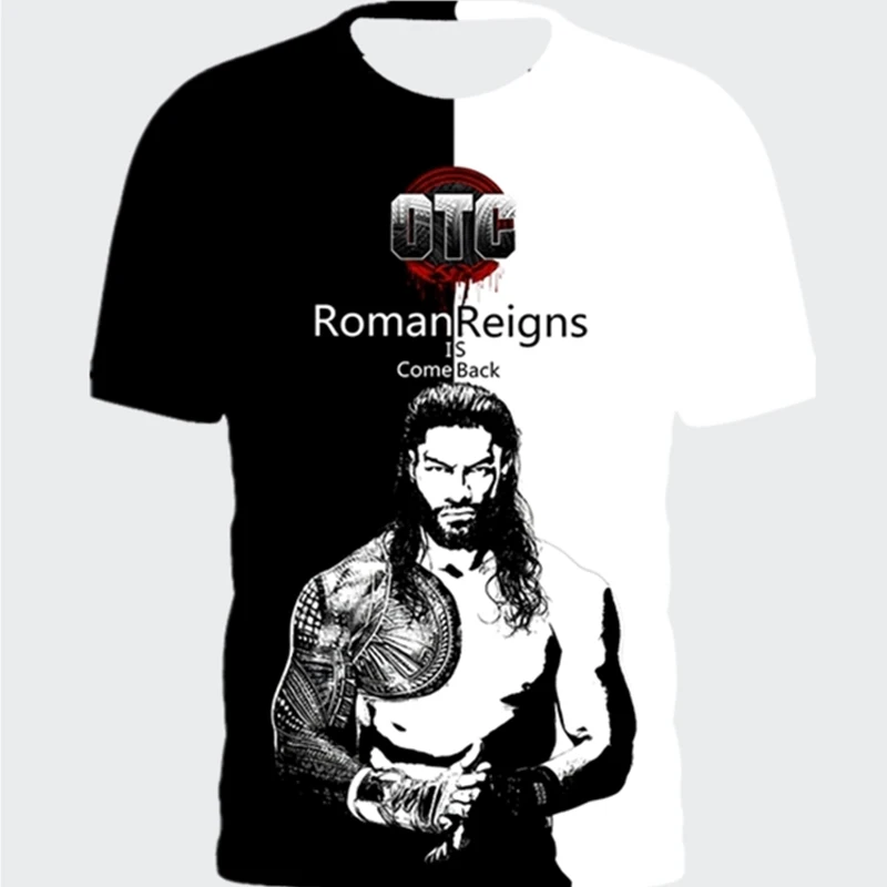 Men's Summer 3D Printed Roman Reigns Wrestling Fighting Fan T-shirt Women's Children's Casual Sports Top