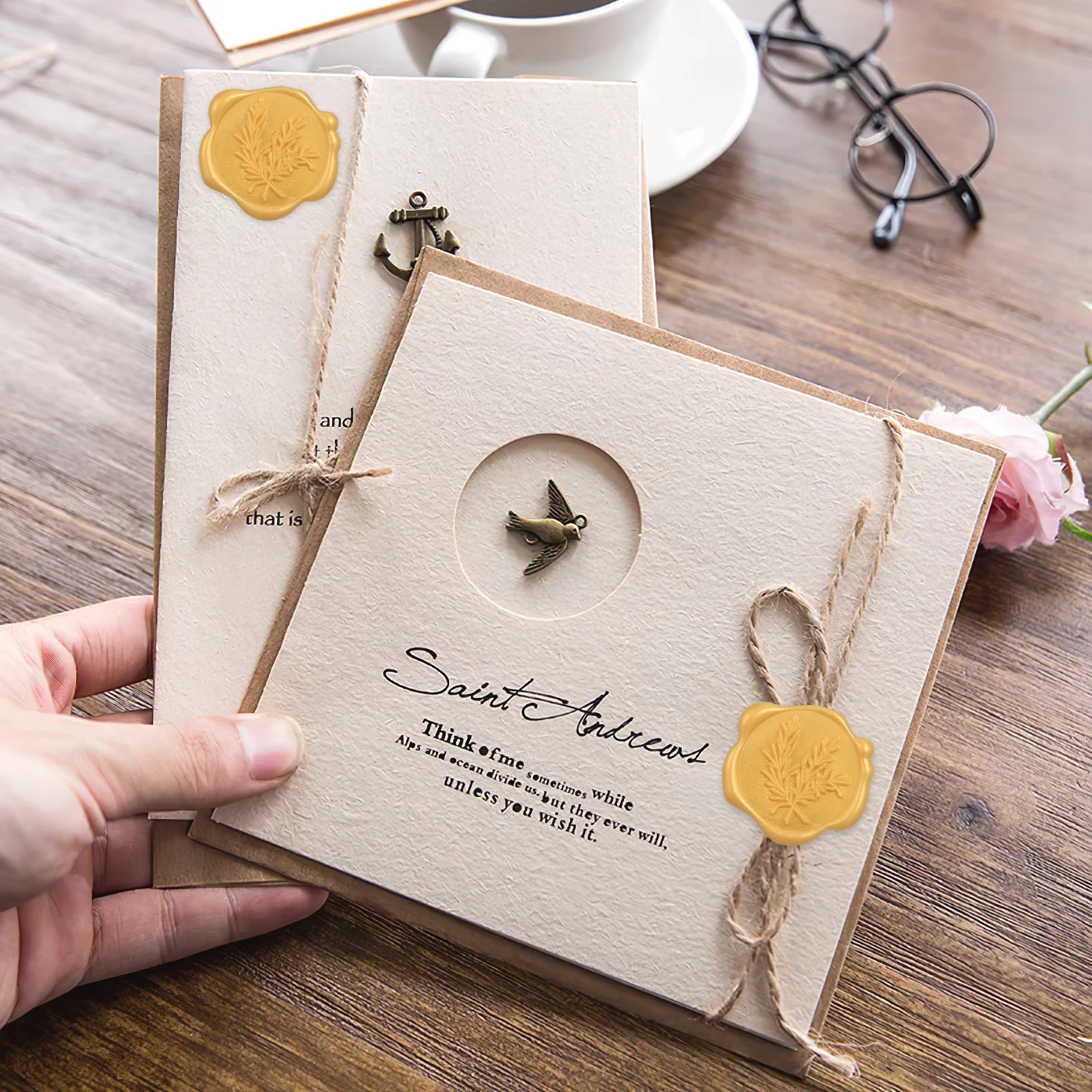 

50Pcs Wax Seal Stickers Embossed Invitation Seal Adhesive Envelope Stickers Wedding Card Seals Decorative Label