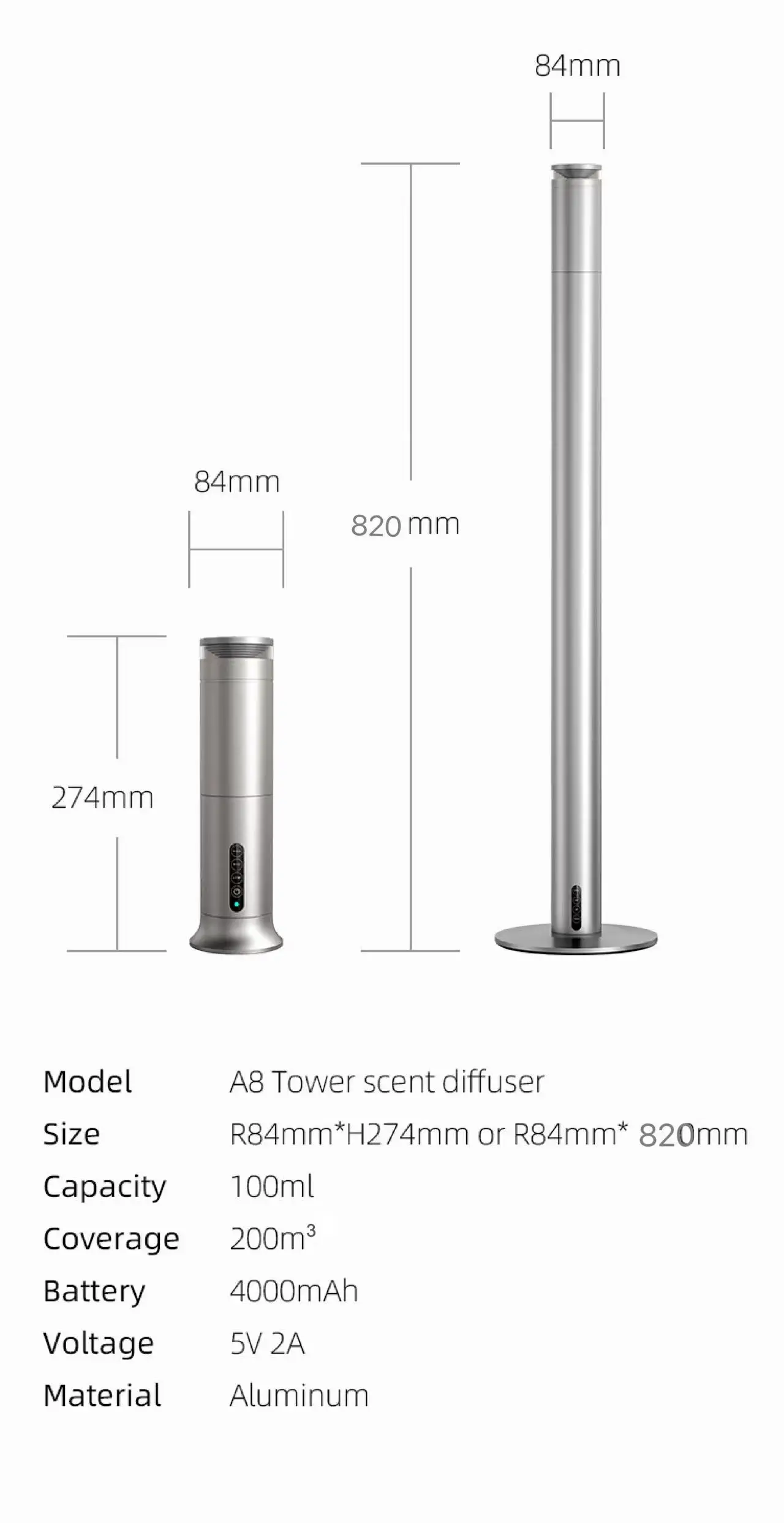 Smart Automatic Waterless Essential Oil Fragrance Diffuser,OEM Electric Bluetooth Nebulizer Aroma Diffuser Tower for Home