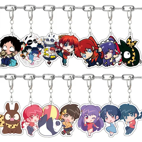 Anime Ranma Nibun no Ichi Figures Ranma Tendou Akane 6cm Acrylic Key Chains Cute Cartoon Bag Accessories Fans Xmas Gifts