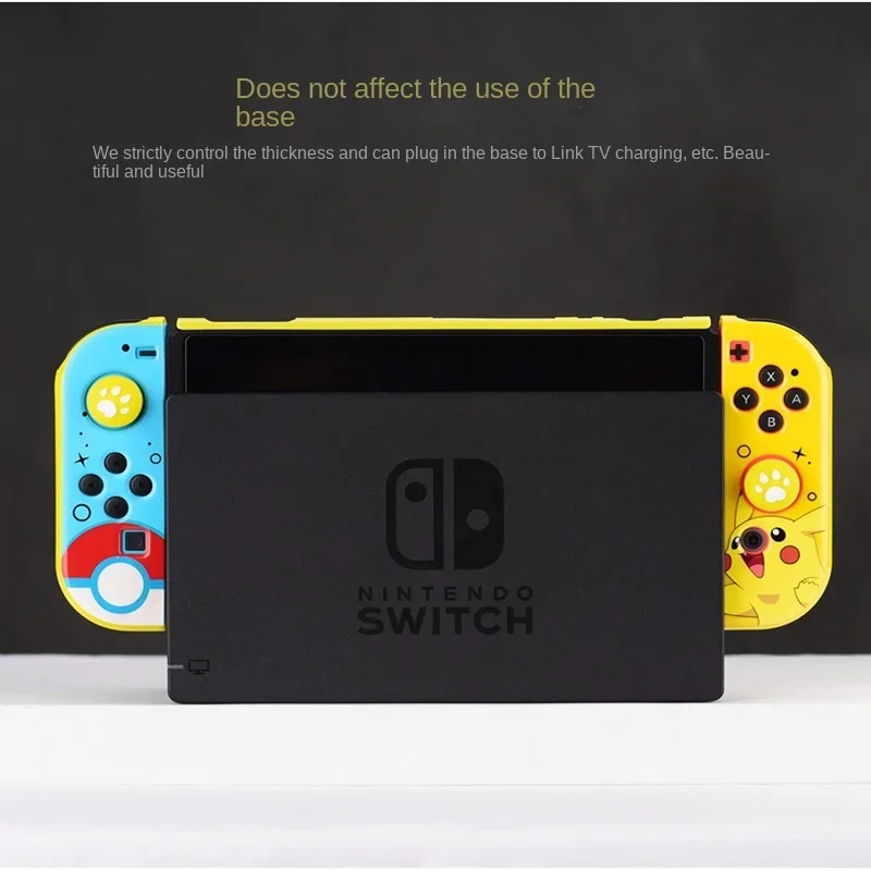 Pokemon Pikachu Switch Game Machine Protective Case for For Nintendo Game Console Hard Protective Case Compatible Grip Caps Cute