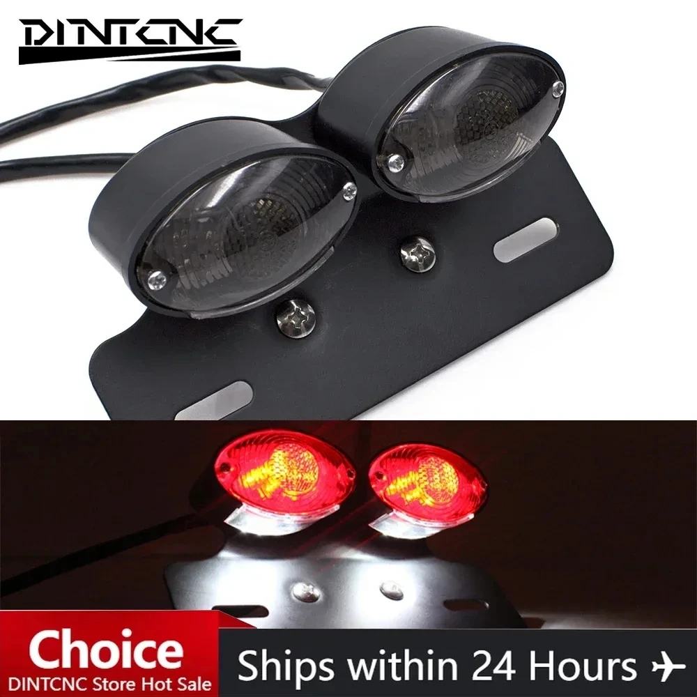 Rear Brake Light Accessories Universal Modified Motorcycle with Steering LED Tail Light License Plate Holder Motorcycle