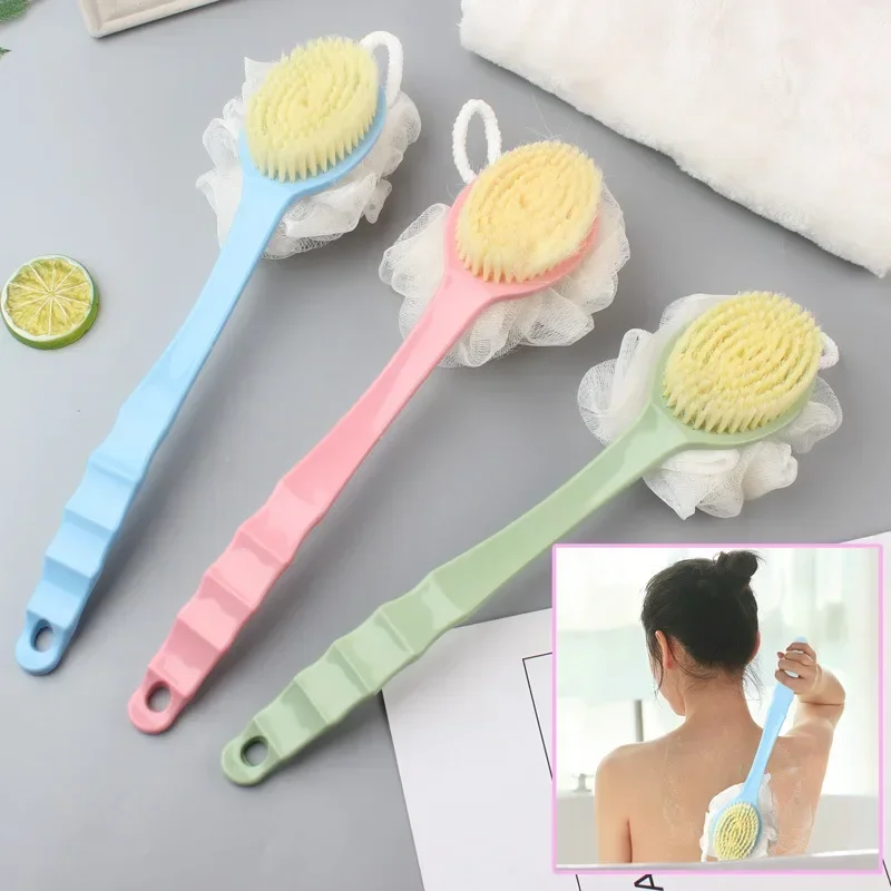 

2-in-1 Bath Shower Cleaning Brushes Bath Brush Long Handle Exfoliating Scrub Skin Massager Exfoliation Bathroom Brush Back Body