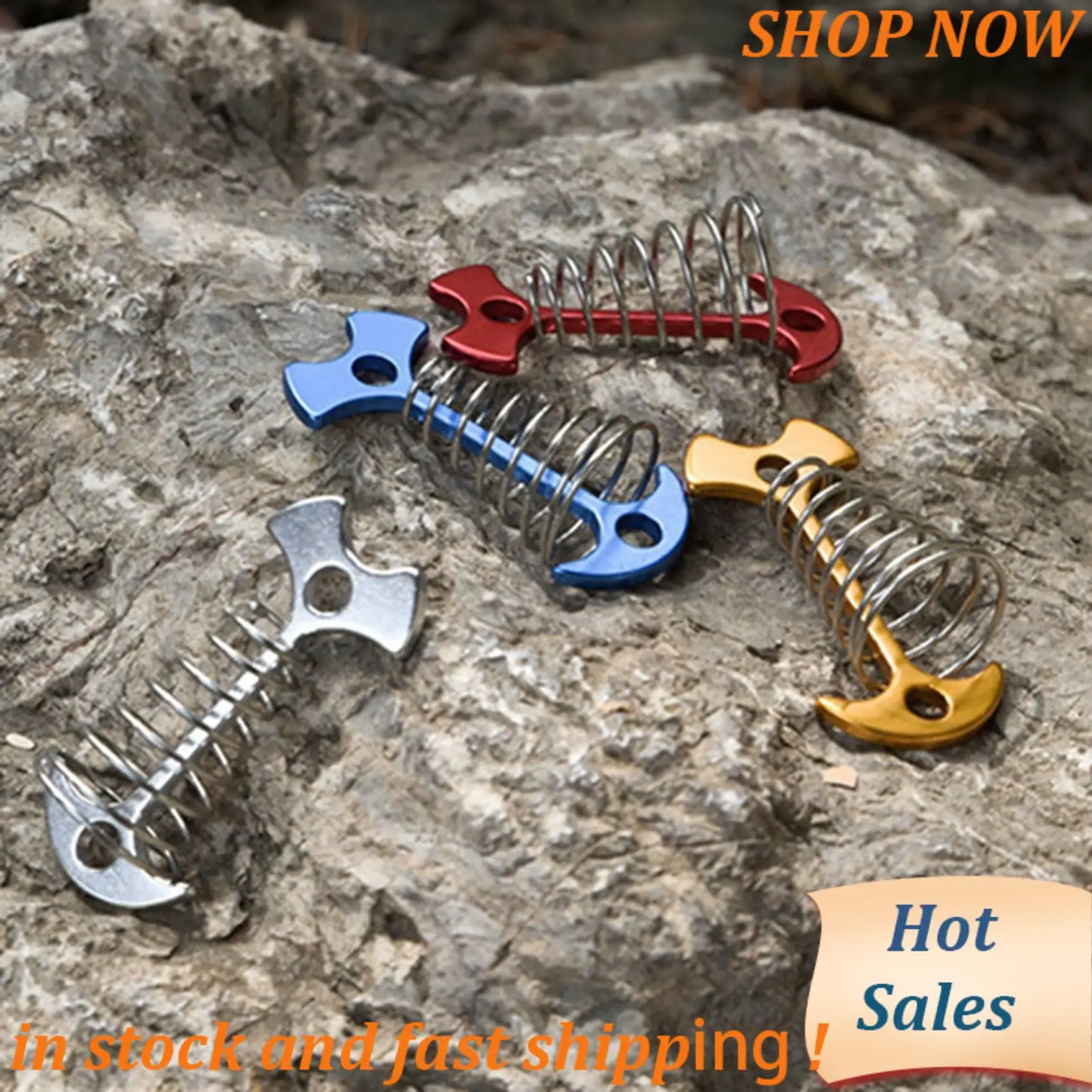 

ABVB-20Pcs Adjustable Plank Floor Spring Fishbone Anchor Tent Pegs Buckle Outdoor Awning Deck Fixed Nails Camping Tent Hooks