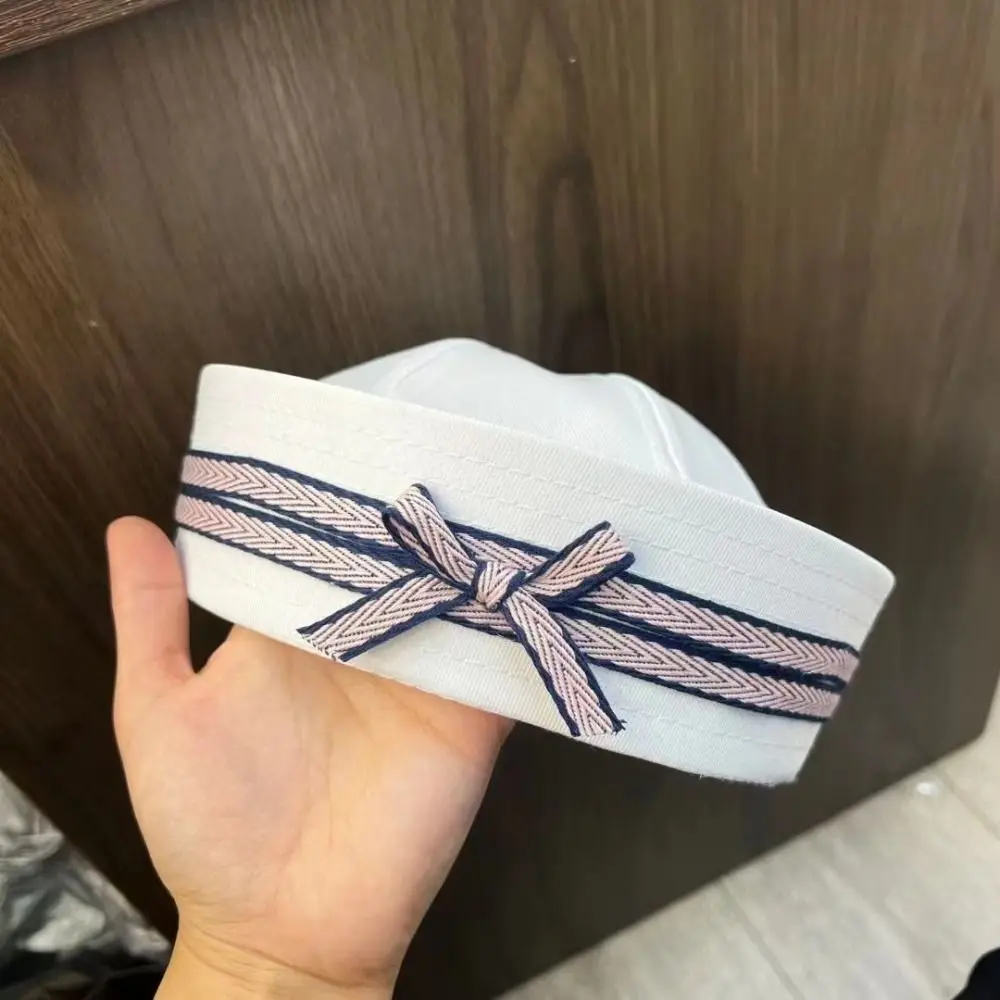 قبعات بحار Y2k لطيفة Harajuku القوس الدانتيل البحرية قبعة JK الحلو القبعات النساء