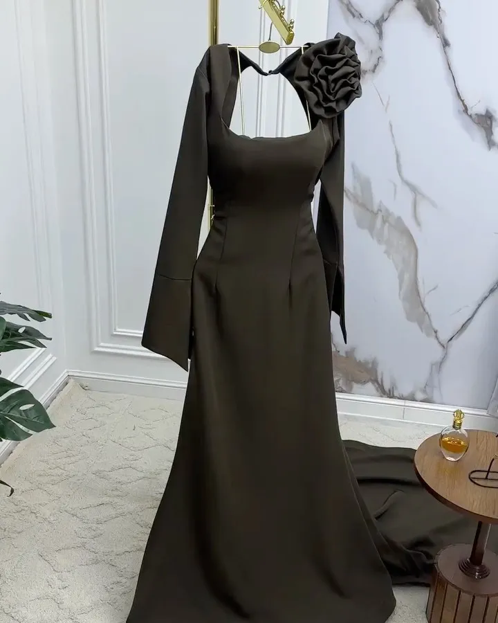 AsaNagi-Vestido de baile para mulheres, pescoço quadrado, sem costas florais, comprimento do tornozelo, vestidos de noite, vestidos de noite elegantes, vestidos especiais