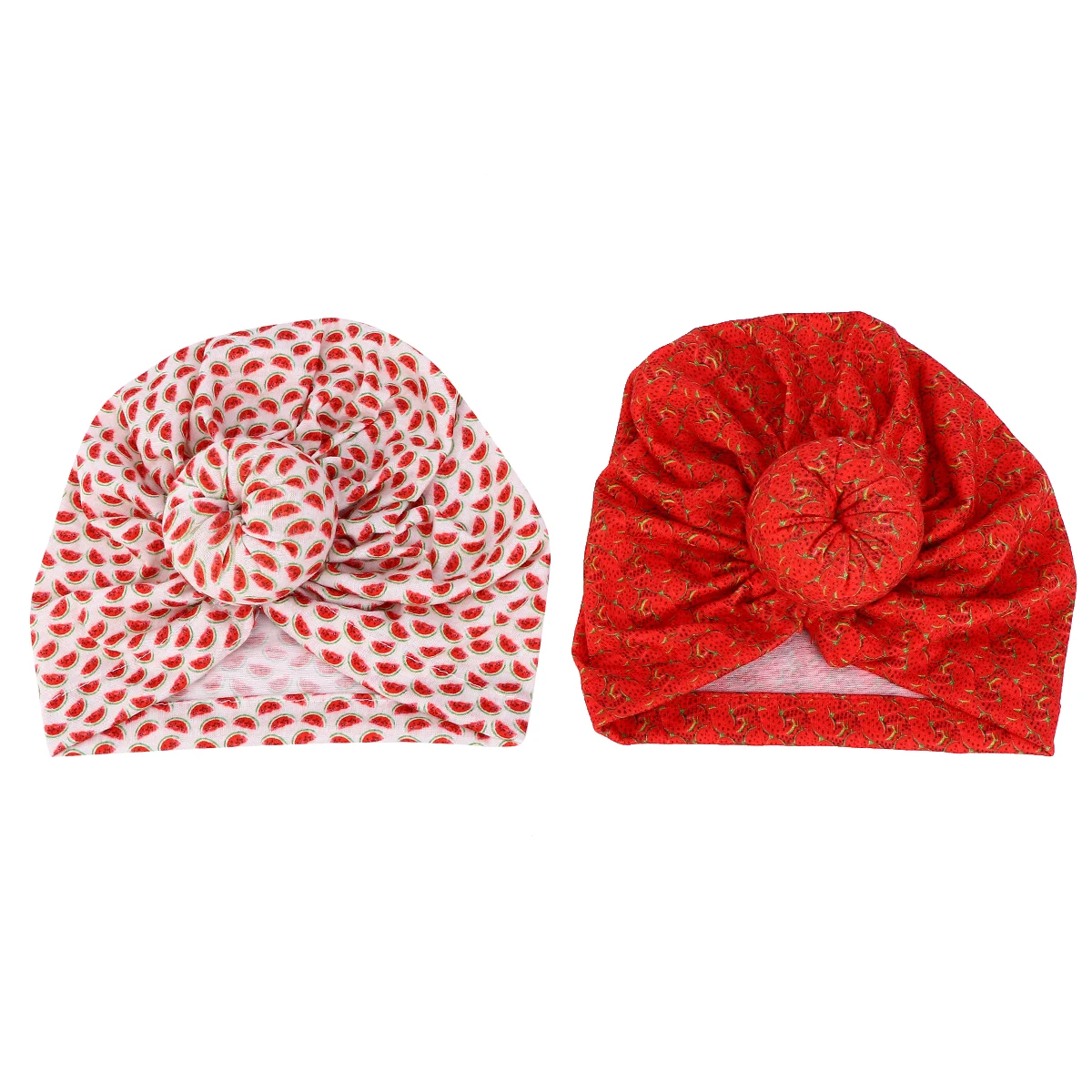 

2 Pcs Breathable Baby Cap Hats Creative Printing Infants Beanie Bonnet Kids Headwear Elastic Turban