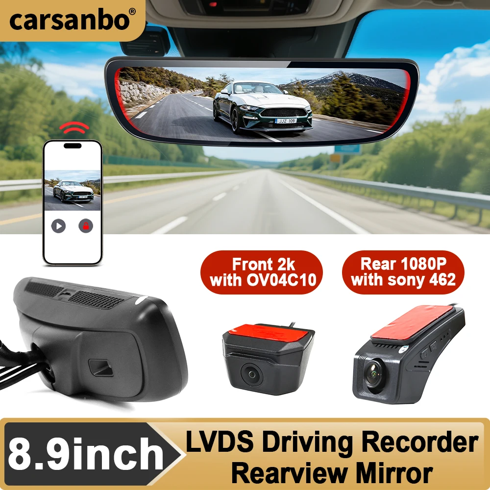 

Carsanbo Car Rearview Mirror With WDR LVDS Digital Room Mirror With AI BSD Recording Sentry Mode Parking Monitoring System