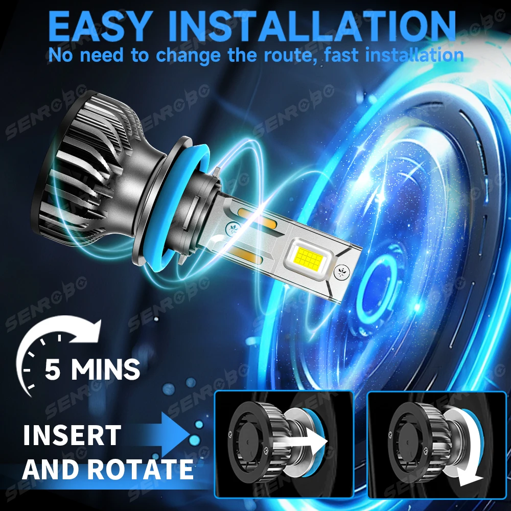 ZTZPIE 6500k H7 H4 H11 LED Car Headlight Bulbs HB4 9005 9006 H1 Lamp CSP 9570 High Brightness Vehicle Fog Lighting 12V