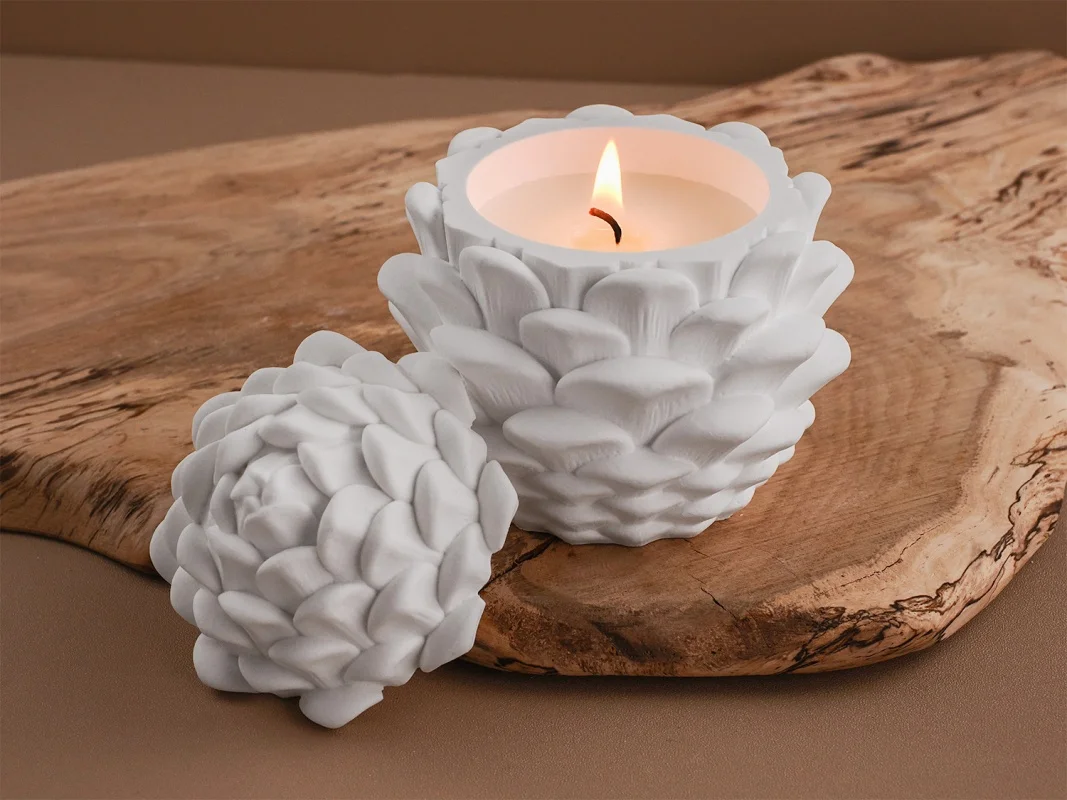 1 Set Pinecone Shape With Lid Storage Box Silicone Mold DIY Handmade Cement Gypsum Aromatherapy Candle Jar Epoxy Resin Molds