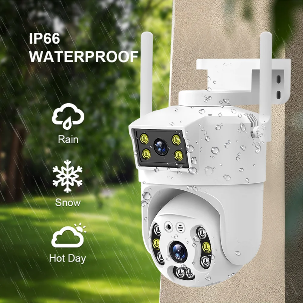 

outdoor security ptz 180 degree 4mp wifi ip two dual lens