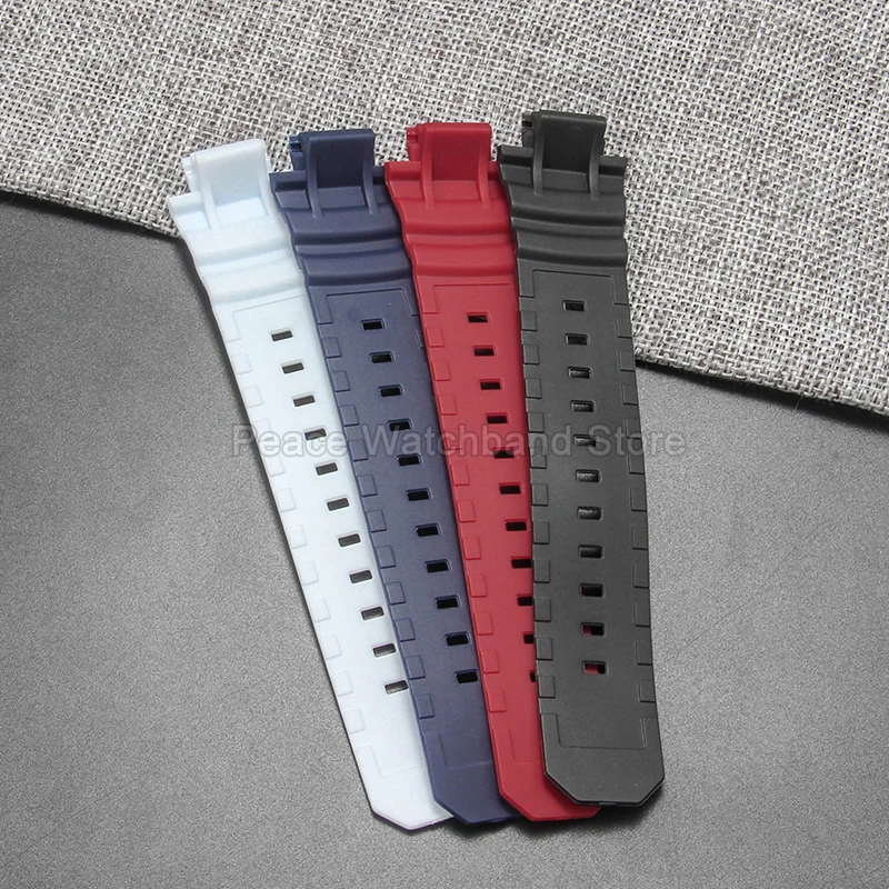 أسود أحمر أزرق الراتنج حزام ساعة اليد مرنة الجلد ودية الفولاذ المقاوم للصدأ مشبك 16 مللي متر لفرقة كاسيو AW591/590/5230 AWG-M100/101