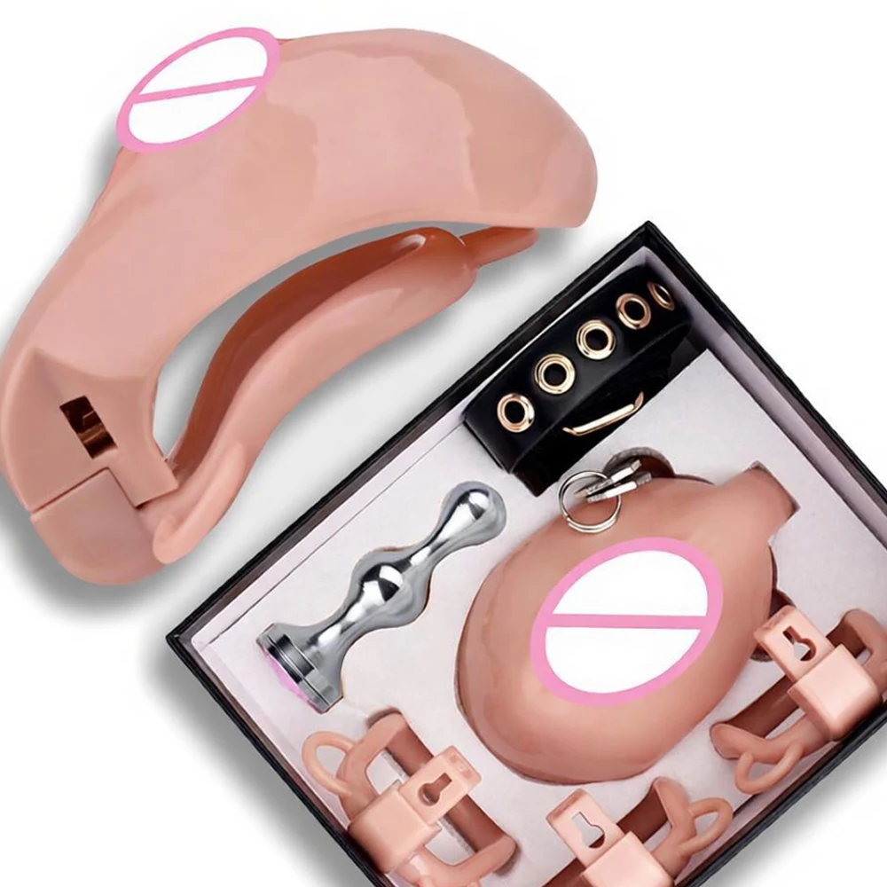 FRKO ABS Resin Sissy Chastity Cage with 4 Size Penis Rings Cock Lock Pussy Worship 정조대 BDSM Intimate Sex Toy Anal Plug 18+