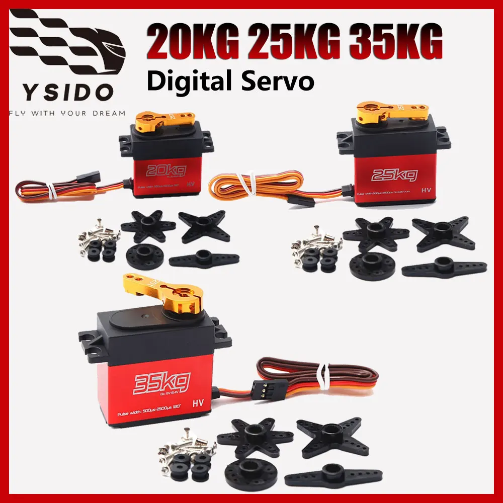 YSIDO Servo Digitale 20/25/35KG Coppia Alta Servo Impermeabile Ingranaggi In Metallo 25T Braccio per 1/12 1/10 1/8 RC Baja Off-Road Truck Auto