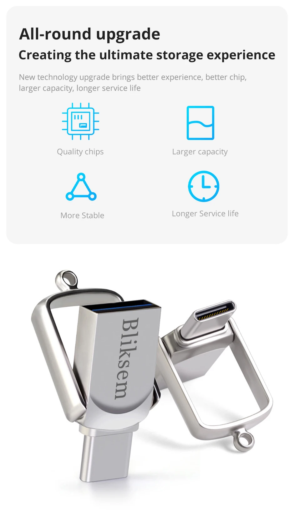 Bliksem 2in1 USB Flash Drive 32GB 64GB 128GB for TYPE-C PC High Speed USB Flash Drive 128GB USB 2.0 TYPE-C 32GB 64GB Pen Drive