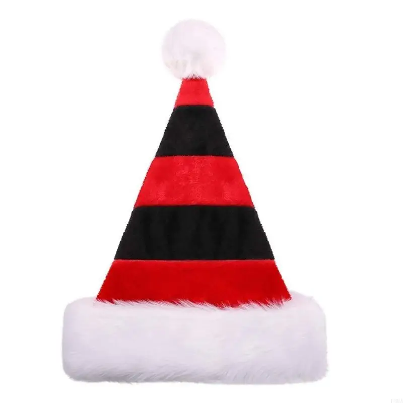 P88A قبعة سانتا عيد الميلاد مخططة مع حافة بيضاء لحفلة عيد الميلاد السنة الجديدة