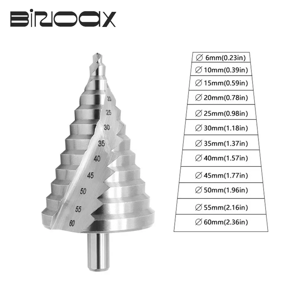 

Binoax HSS 6-60mm Step Cone Drill Bit Hole Cutter Bit Fluted Edges Reamer Herramientas Para Carpinteria Woodworking Tools