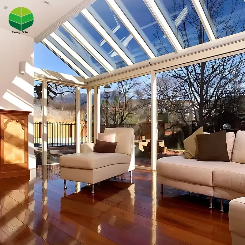 Outdoor Glass House for Garden Sun House White Movable Mobile Aluminum and Glass Greenhouse