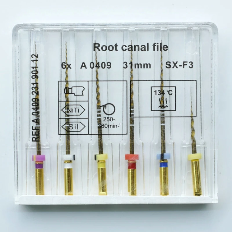 Dental Nickel-Titanium Root Canal File Gold Root Canal File 21mm/25mm Nickel-Titanium Instrument Dental Dentist Tool