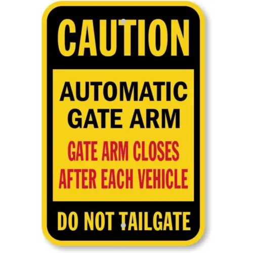 Automatic Gate Arm Caution Aluminum Weatherproof Sign p997 sign