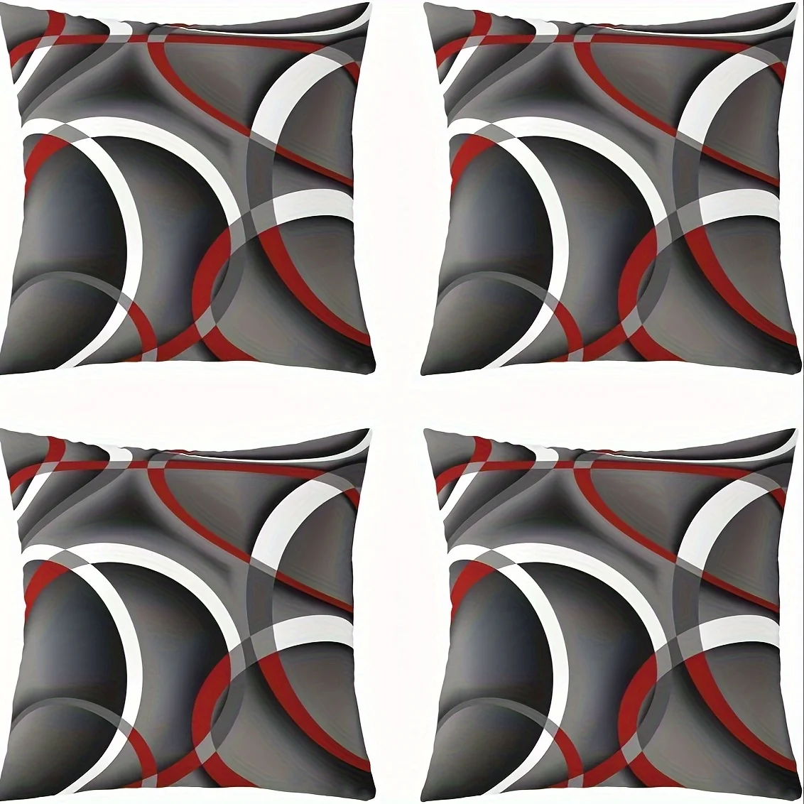 4-piece Modern Geometric Print Pillowcases - Soft Grey, Suitable for Living Room, Bedroom, or Office Decor, Insert Not Included