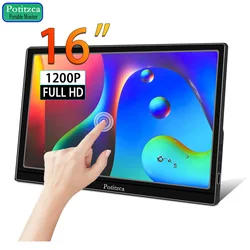 Monitor portatile Touchscreen da 16 pollici 1920x1200 Full HD IPS Panel 16:10 USB Type-C porta HDMI per Laptop/MAC/telefono/PS4/Xbox/Switch