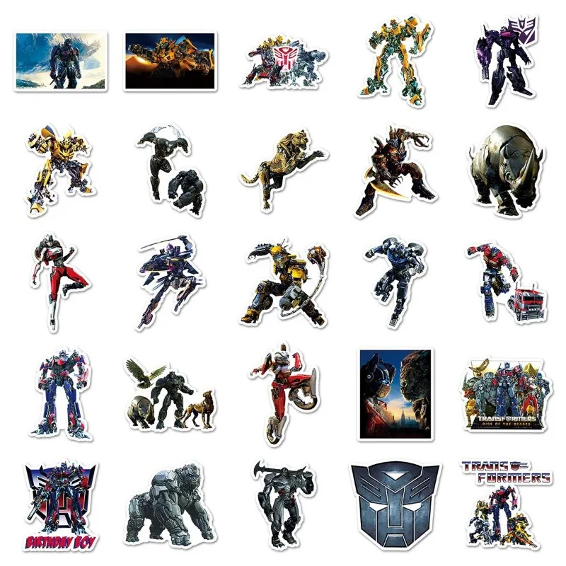 50PCS Transformers Optimus Prime Megatron Bumblebee Shockwave Water Cup Laptop Bag Skateboard Computer Phone Case Stickers