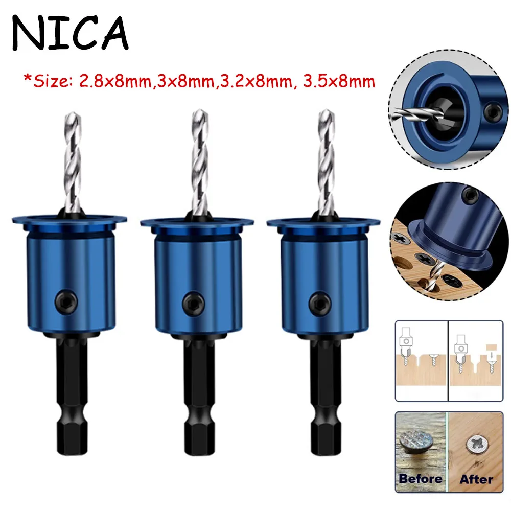 

3.5mm Conical Drill Bit Countersink Drill Woodworking Drilling Pilot Holes Universal Counterbore Cutter Screw Hole Drill