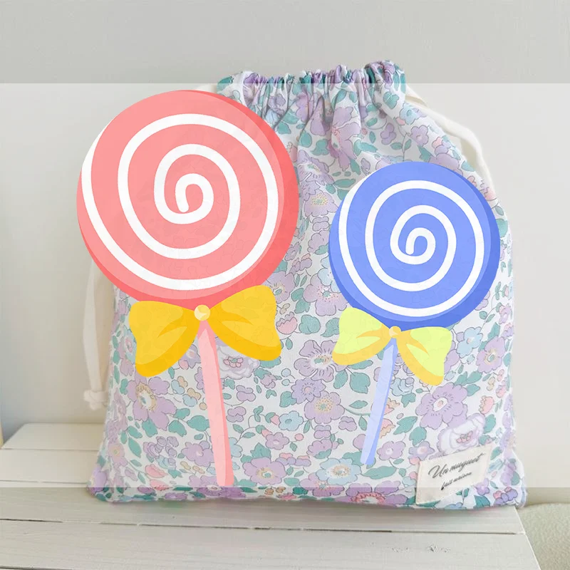 Vintage Storage Pouch Floral Cotton Drawstring Bag Handmade Design for Wedding Gift Bags 1PC