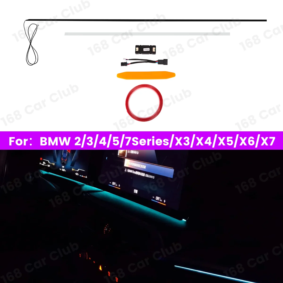 Iluminação ambiente de tela dalian led de 11 cores para bmw série 2/3/4/7 x5 x6 x7 m3 m4 g20 g22 g80 g82 instrumento iluminação ambiente