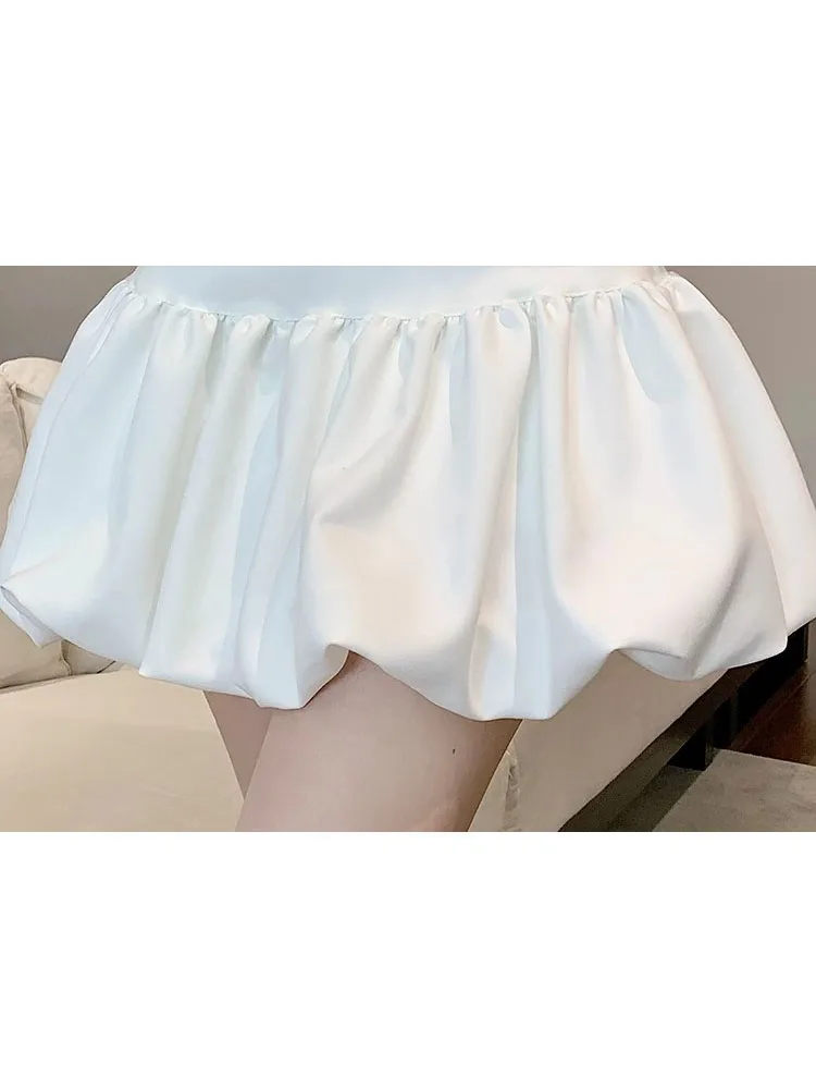 Damen Sommer Hochgeschnittener Schlanker A-Linien Minirock mit Futter Ballett-Stil Einfarbiger Kurzrock Französischer Laternenschnitt-Rock – Detail 10
