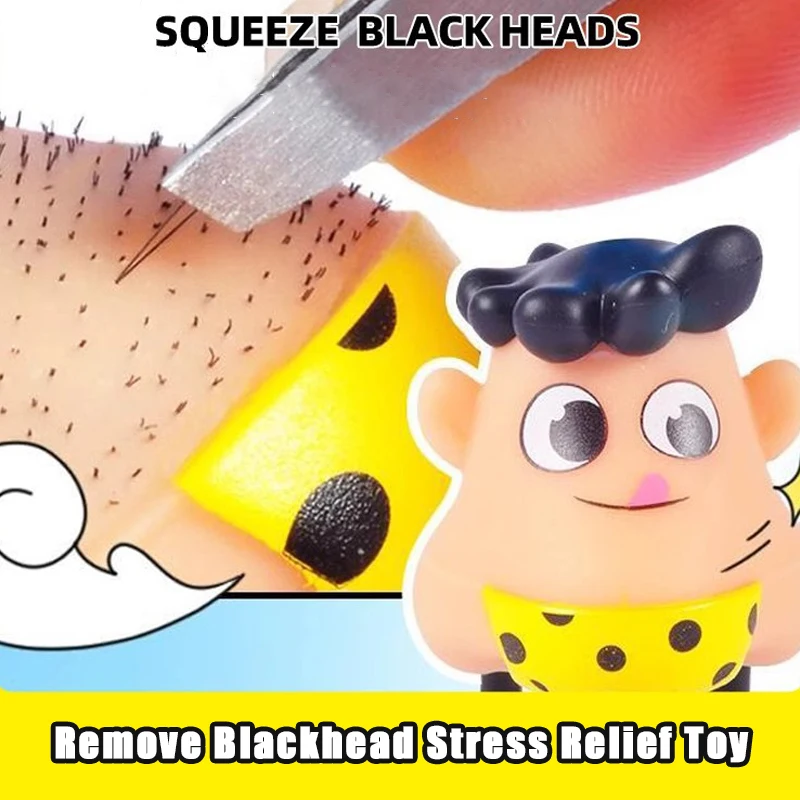 Pull and Squeeze Blackhead Stress Relief Toy Pull Blackhead Doll Funny Keychain Anti Stress Toys Pulling Hair Beard Skin Picking