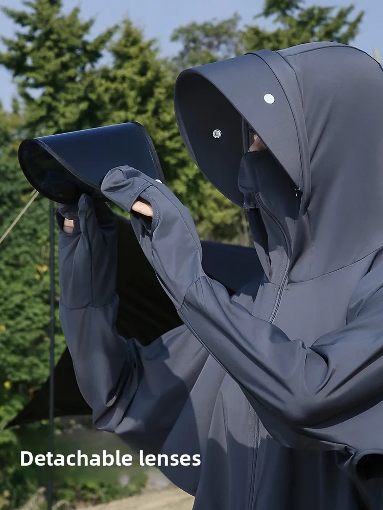 Roupa de proteção solar fena verão 2025 com luvas, x de ombro, proteção UV, cobertura de seda gelada, casaco curto