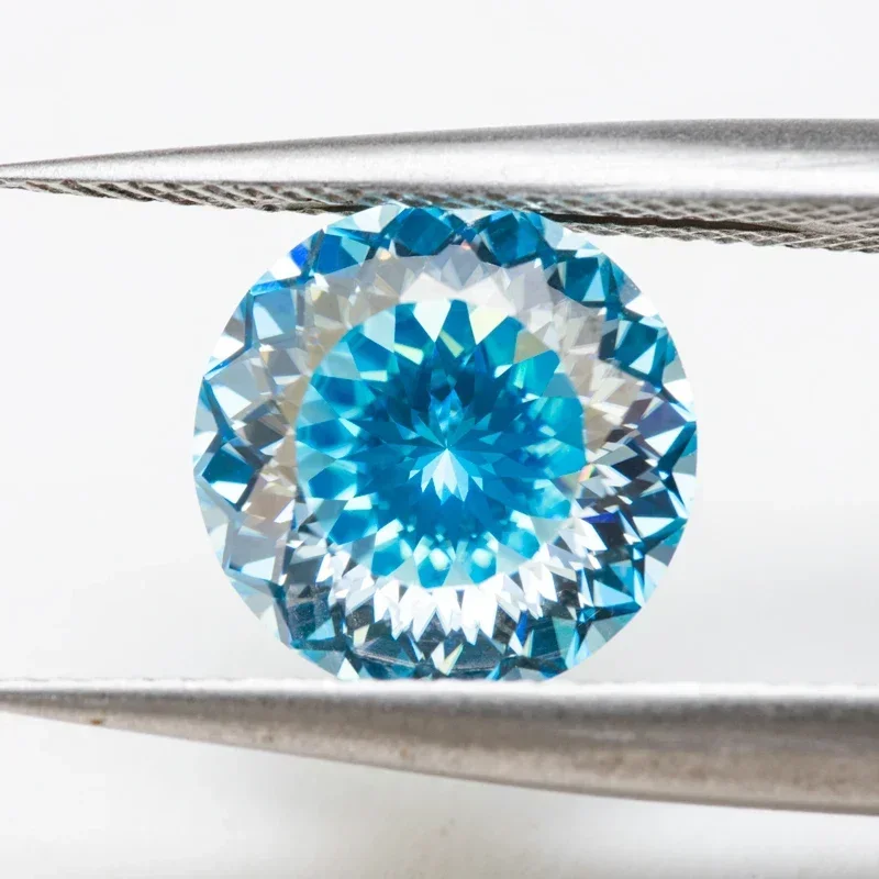 

Moissanite Round Shape Aquamarine Color 100 Face Cut DIY Charms Beads for Jewelry Making Pendant Materials with GRA Certificate