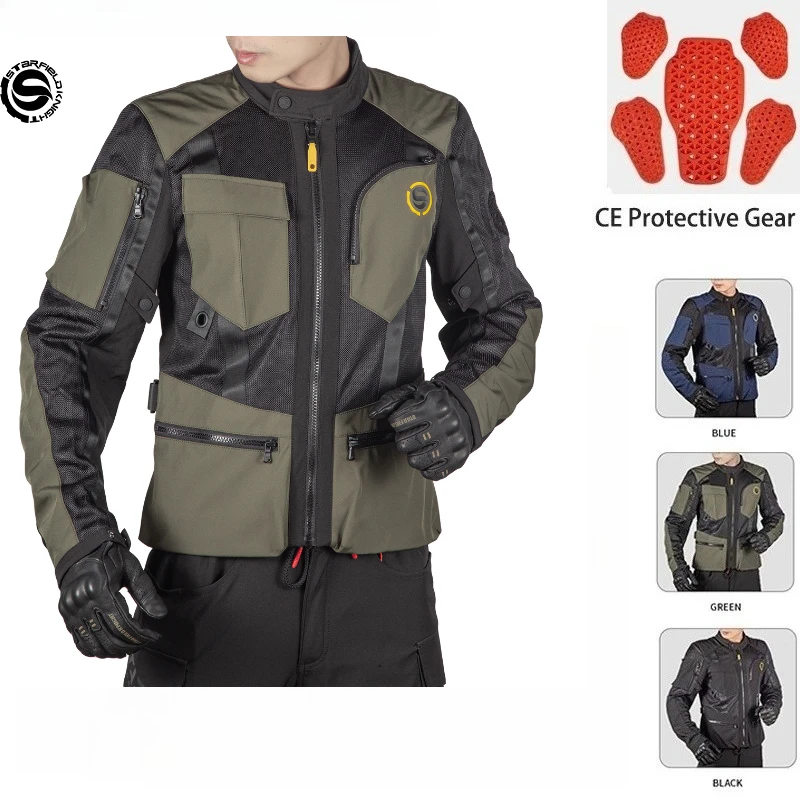 

Summer Blue Motorcycle Jacket CE Certification Anti-fall Motor Jacket For Men Breathable Off-road Jacket Wear Resistant S-6XL