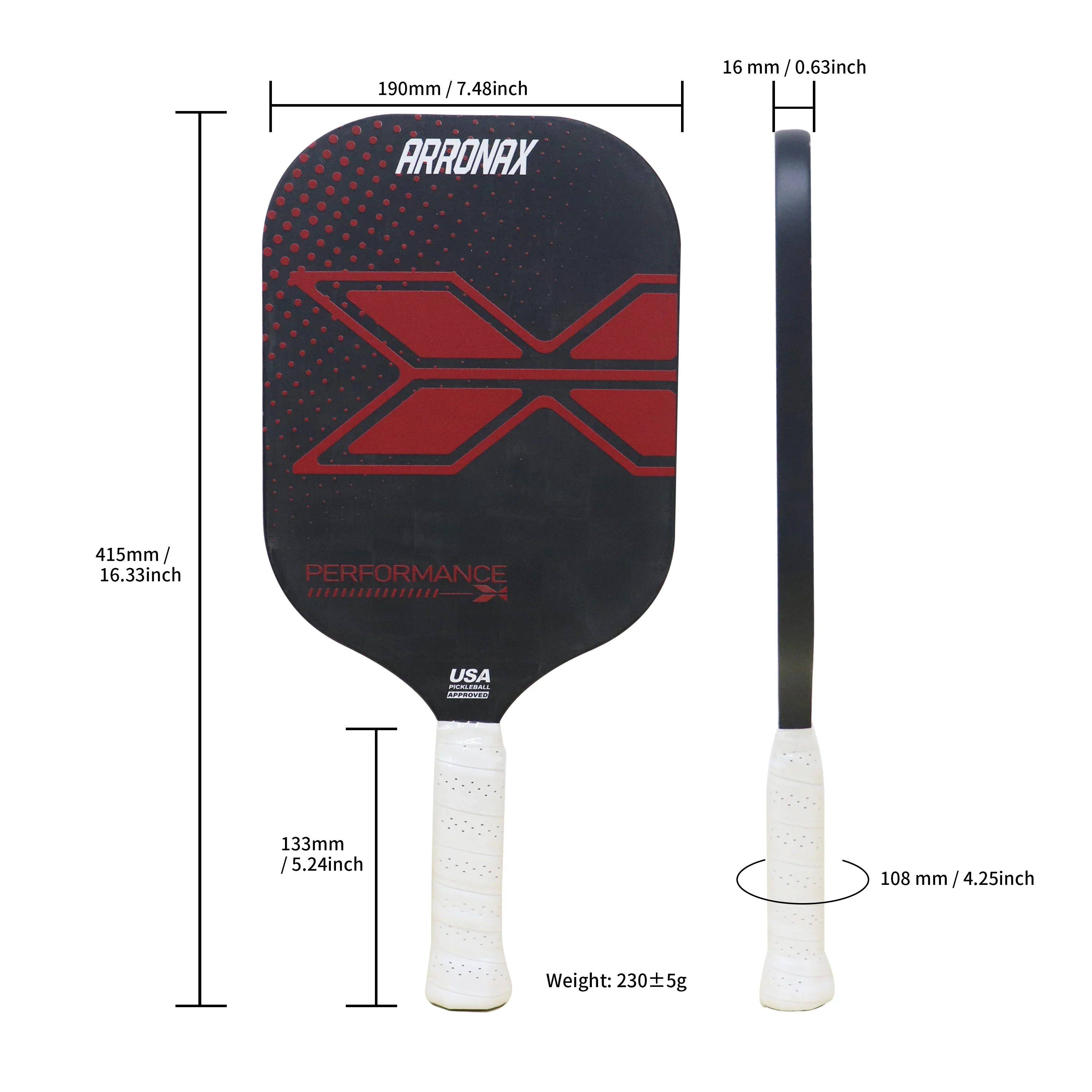 

2023 New Arronax 18K Carbon Fiber Pickleball Paddle Thermoformed 16mm Thickness Pickleball Paddle